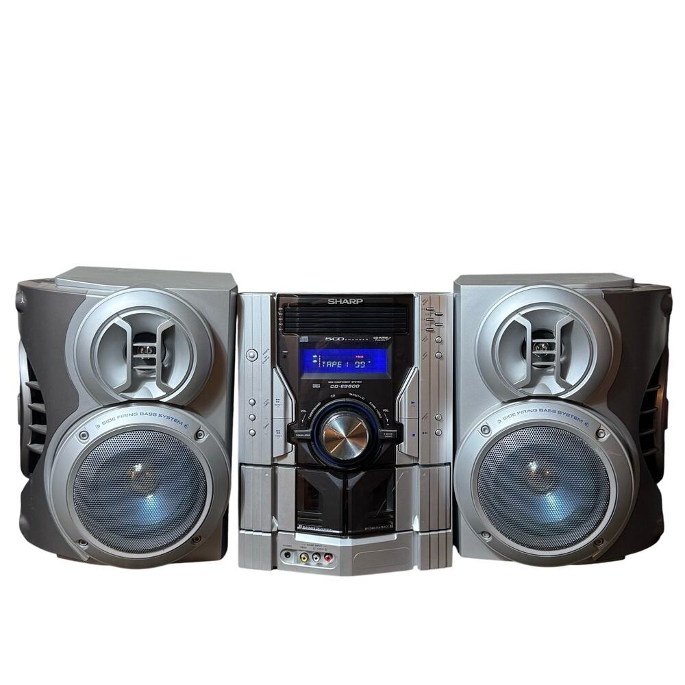 Sharp CD-ES600 5 Disc Changer Dual Cassette FM/AM Radio Boombox